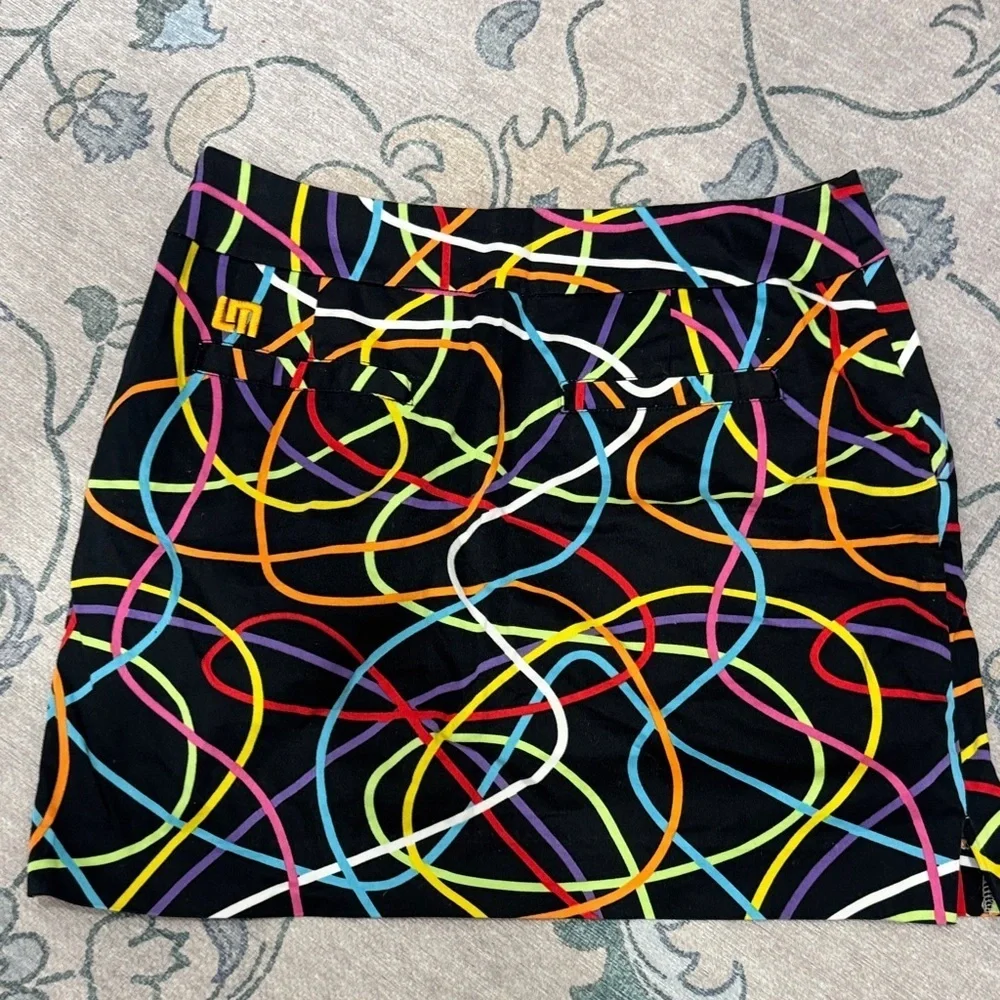 Loudmouth Golf Black Skort Multicolor Swirls Athletic Tennis